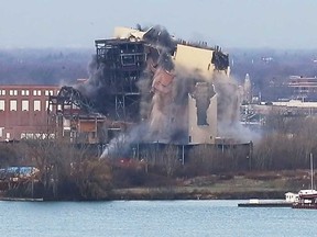 DTE Energy's Conners Creek power plant at the moment of demolition in Detroit on Dec. 13, 2019.