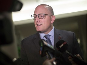 Mayor Drew Dilkens speaks with the media following a Windsor Police Services Board meeting, Monday, Dec. 9, 2019.