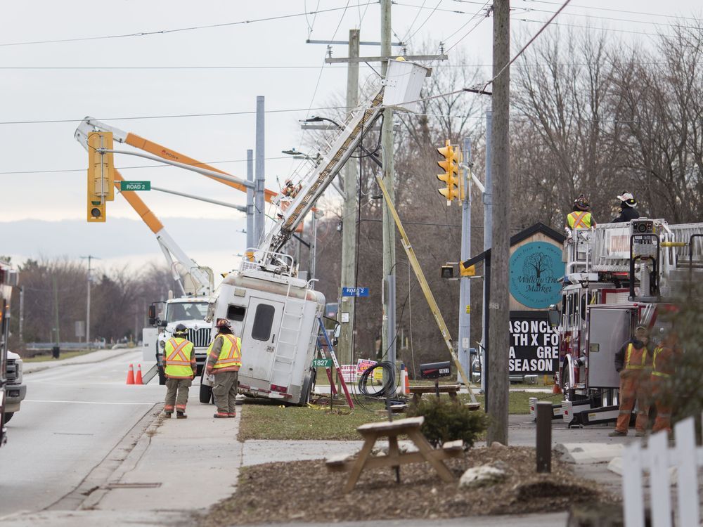 Photos: Worker Rescued After Truck Hits Hydro Lines 