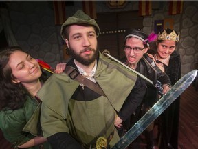 WINDSOR, ONT:. DECEMBER 3, 2019 -- From left, Mercedes Ranjit, Colin Zorzit, Matthew Alexander, and Jennifer Desaulniers, who are starring in the production of Robin Hood at the KordaZone Theatre, Tuesday, Dec. 3, 2019.