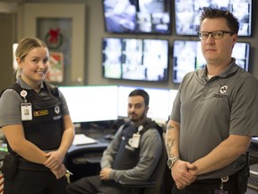 Dana Byrne, left, supervisor, Justin Freeth, control room operator, and James Storey, systems co-ordinator, are pictured in the new security operations centre at Hotel-Dieu Grace Healthcare, Tuesday, Dec. 17, 2019.
