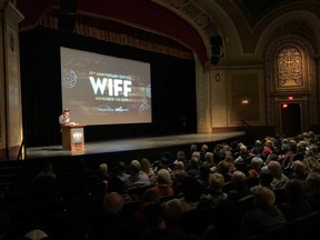 Vincent Georgie, executive director of the Windsor International Film Festival, speaks to attendees of the closing night screening on Nov. 10, 2019.