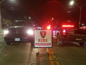 Windsor police officers conduct a RIDE (Reduce Impaired Driving Everywhere) program  in May 2019.
