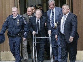 Harvey Weinstein leaves court on Jan. 6, 2020, in New York City. Weinstein, a movie producer whose alleged sexual misconduct helped spark the #MeToo movement, pleaded not-guilty on five counts of rape and sexual assault against two unnamed women and faces a possible life sentence in prison.