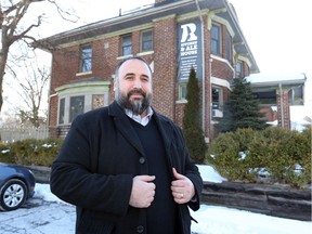 Rino Bortolin, founder of downtown Windsor restaurant Rino's Kitchen and Ale House Pub, stands in front of the business at 131 Elliott St. West on Jan. 20, 2020. After 10 years of business, the restaurant will be closing after Jan. 25.