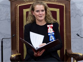 Governor General Julie Payette, seen here delivering the Speech from the Throne in December, will present the History Award for Excellence in Teaching on Jan. 20 to David Brian and Stephen Punga, two teachers from Windsor's Academie Ste-Cecile.