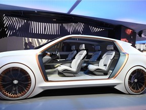 The Fiat Chrysler Vision Airflow concept car is displayed Jan. 7, 2020 at the 2020 Consumer Electronics Show in Las Vegas, Nev.