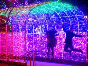 Judy Huynh (L) Justin Kim (R) enjoy the closing night of Bright Lights Windsor at Jackson Park on Jan. 7, 2020.