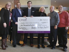 The Ciociaro Club of Windsor presented a cheque for  $6,125 to the Windsor Cancer Centre Foundation on Wednesday, January 8, 2020. The donation was in conjunction with the Grow-On Windsor campaign. Monica Bunde, left, from the foundation poses with Ciociaro Club representatives Mark Rossi, Massimo De Menech, Anna Vitti, Joseph Capaldi and Rocco Mescedere.