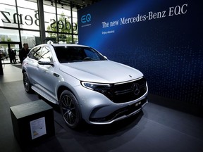 FILE PHOTO: A Mercedes-Benz EQC car is pictured during the preparations for the international Frankfurt Motor Show IAA in Frankfurt, Germany Sept. 9, 2019.