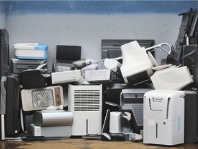 The Habitat for Humanity ReStore held its annual free E-waste Recycling event on Saturday, January 4, 2019. Old electronics were collected at both east and south Home Depot stores. Some of the collected items are shown at the event at the south drop off location.