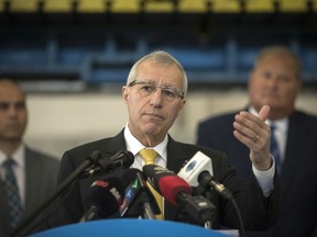 Vic Fedeli, Minister of Economic Development, Job Creation and Trade, makes a funding announcement at Precision Stamping Group, Tuesday, January 21, 2020.