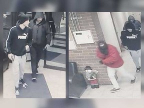 Security camera images of three males who robbed a residence in the 600 block of Aylmer Avenue between Jan. 3 and Jan. 4, 2020.