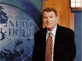 This undated image released by PBS shows Jim Lehrer of "The NewsHour with Jim Lehrer." PBS announced that Lehrer died Thursday, Jan. 23, 2020, at home. He was 85.