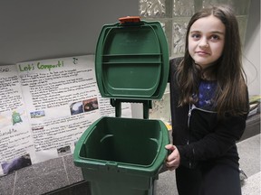 Olivia Ryan, 8, a student at St. Angela Catholic Elementary School in Windsor, ON. was able to convince her school's parent advisory council to adopt a composting program.