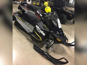 Two Ski-Doo MXZ Sport snowmobiles that were stolen with their new trailer from a parking lot north of Leamington on the night of Jan. 13, 2020.