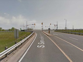 South Service Road approaching Lauzon Parkway in Windsor's east end is shown in this May 2014 Google Maps image.