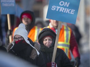 Catholic Central Catholic High School teachers, represented by the Ontario English Catholic Teachers' Association (OECTA), picket during a province wide one-day strike, Tuesday, January 21, 2020.