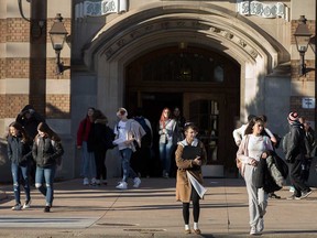 Students leave Walkerville Collegiate Institute in Windsor on Jan. 6, 2020.