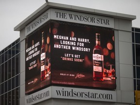 Meghan and Harry, there's always another Windsor. J.P. Wiser's is inviting Harry and Meghan, the Duke and Duchess of Sussex, to come to Windsor for a whisky and to check out the local housing market. The invitation is is shown Monday, Jan. 16, 2020, in downtown Windsor.
