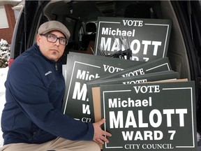 Ward 7 by-election candidate Michael Malott has  elections signs and more on the way.