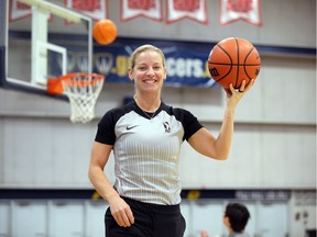 Standout basketball official Teresa Stuck will be working the NBA's G League.  In photo, Stuck prepares at St. Denis Centre Tuesday.