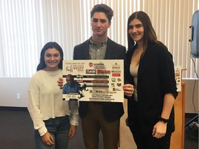 Danica Paesano, is joined by Tyler Hurtubise and Kira Juodikis (left to right). Paesano is headed to the University of Detroit Mercy on a soccer scholarship.