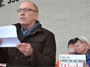 Howard Weeks announces his candidacy for councillor in the Ward 7 by-election on Wednesday, Feb. 26, 2020, outside Windsor City Hall.