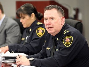 Windsor Police Deputy Chief Brad Hill speaks during Windsor Police Service Board meeting Thursday, Feb. 27, 2020. Hill will be retiring.