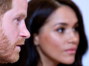 In this photo taken on Oct. 15, 2019, Britain's Prince Harry, Duke of Sussex, and Britain's Meghan, Duchess of Sussex, attend the annual WellChild Awards in London.