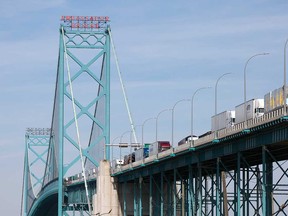 The Ambassador Bridge is shown in this October 2019 file photo.