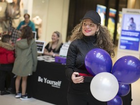 Luciana Rosu-Sieza, executive director at the Bulimia Anorexia Nervosa Association, is pictured at their information booth at Devonshire Mall as they launch their eating disorder awareness week, Saturday, February 1, 2020.