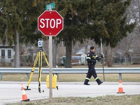 An OPP collision investigator at the scene of a fatal crash at County Road 50 and Dunn Road in Essex on Feb. 4, 2020.
