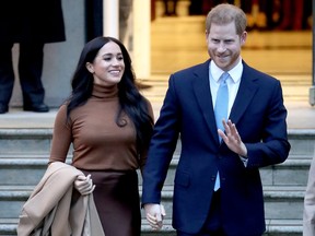 Prince Harry, Duke of Sussex and Meghan, Duchess of Sussex depart Canada House on January 07, 2020 in London, England. (Chris Jackson/Getty Images)