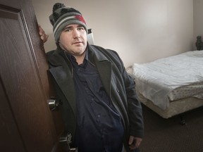 "Atmosphere of brotherhood." Jason Jackson, 35, who was released from jail Feb. 9, 2020, is pictured in his room at the newly opened Launch Pad Recovery Centre Downtown, located at 830 Ouellette Ave., on Friday, Feb. 28, 2020. He credits the centre with helping turn his life around.
