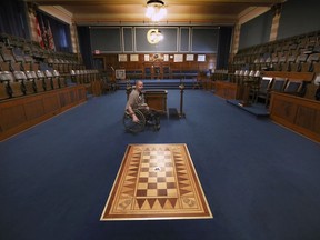 Cameron Adamson, a member of the Windsor Masonic Lodge is shown in the blue room on Monday, February 17, 2020.