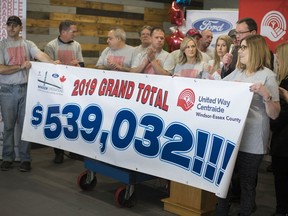 Ford's Windsor managers and workers, including members of Unifor Locals 200 and 240 revealed on Friday, Feb. 28, 2020, the results of their latest annual fundraising efforts for United Way/Centraide Windsor-Essex County, which totalled $539,032.