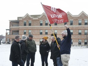 Members of Unifor Local 2458 are shown in front of the Village of Aspen Lake  on McHugh St. in east Windsor on Feb. 10, 2020. The Schlegel Villages employees are speaking out against contract talks with their employer. Talks broke off recently between the two parties.