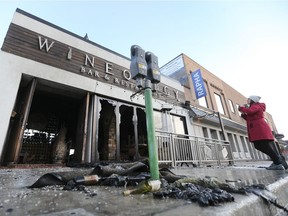 Fire damage is shown to the Wineology Bar and Restaurant in Walkerville on Feb. 20, 2020. An early morning fire destroyed the business on Wyandotte St. East.