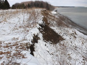 Erosion is shown along Rose Beach Line near Morpeth, March 4, 2020.