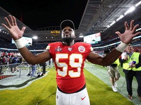 Linebacker Reggie Ragland (#59), who won a Super Bowl title with the Kansas City Chiefs, has signed with the Detroit Lions.