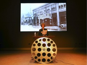 Lynn Baker, chair of the Capitol Centenary Committee speaks at a press conference on Tuesday, March 3, 2020, at the Capitol Theatre in Windsor.