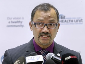 Dr. Wajid Ahmed, Medical Officer of Health for the Windsor-Essex County Health Unit, at a press conference at the WECHU offices on March 21, 2020.