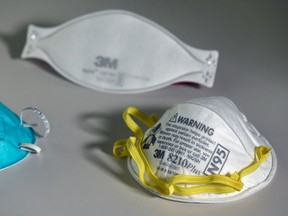 Various N95 respiration masks at a laboratory of 3M, that has been contracted by the U.S. government to produce extra marks in response to the country's novel coronavirus outbreak, in Maplewood, Minnesota, U.S. March 4, 2020.