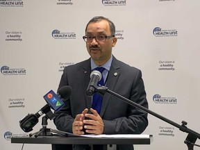 Dr. Wajid Ahmed, Medical Officer of Health with the Windsor-Essex County Health Unit, addresses media on March 24, 2020.