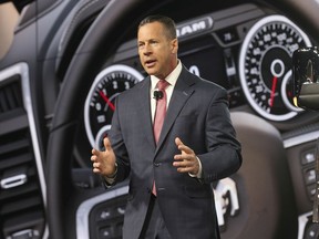 Reid Bigland, Head of Ram for Fiat Chrysler Automobiles speaks on January 14, 2019, at the North American International Auto Show in Detroit, MI. where he unveiled the 2019 heavy duty Ram trucks. Bigland is leaving FCA next month.