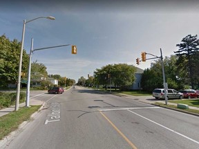 Talbot Street West at Elliott Street in Leamington is shown in this October 2016 Google Maps image.