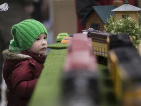 Henry Braga, 3, watches the trains go by at the Essex Train Show at Essex Public School on March 1, 2020. This is the 25th year of the event.