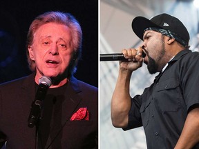 1960s crooner Frankie Valli (L) performing at Caesars Windsor in 2013, and rap icon Ice Cube (R) performing at the Pemberton Music Festival in 2016.