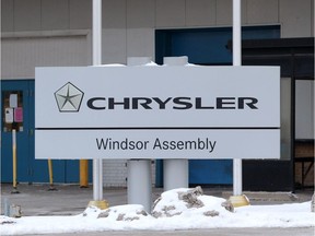 Sign at the main entrance to FCA Canada's Windsor Assembly Plant.